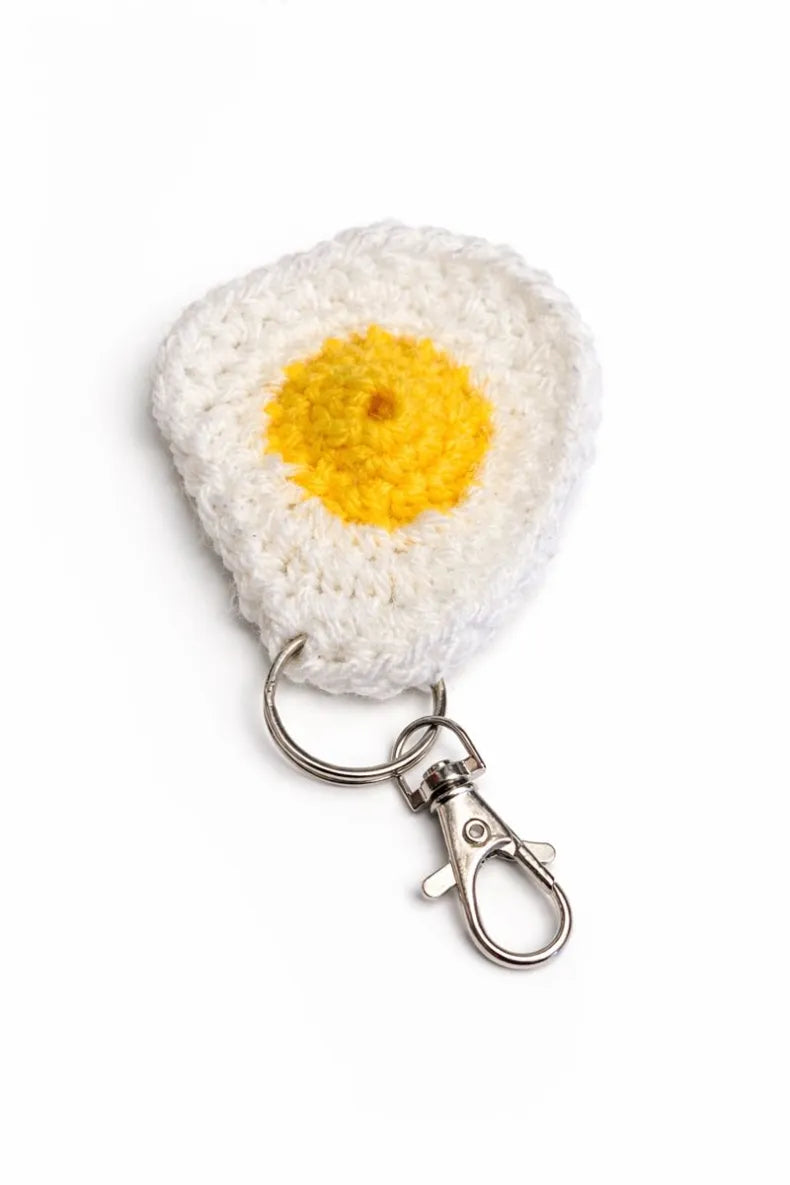 Egg Fried Crochet Egg Keychain
